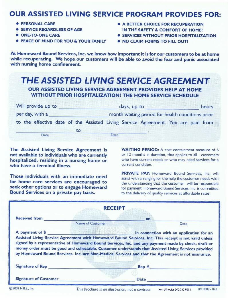 RepresentativeHOME CARE ASSISTED LIVING SERVICE PLANS